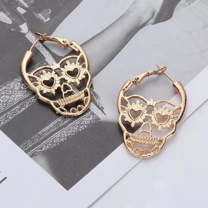 Skull Earrings Fashion Retro Hollow Earrings-Jewearrings