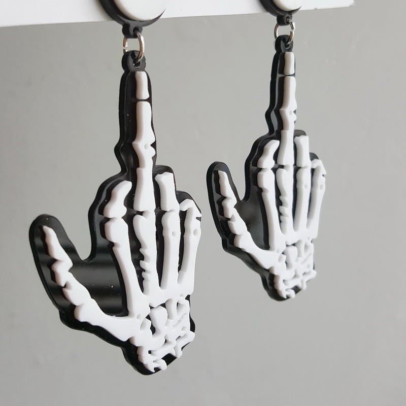 Skull Earrings Fashion Skull Hand Acrylic-Jewearrings