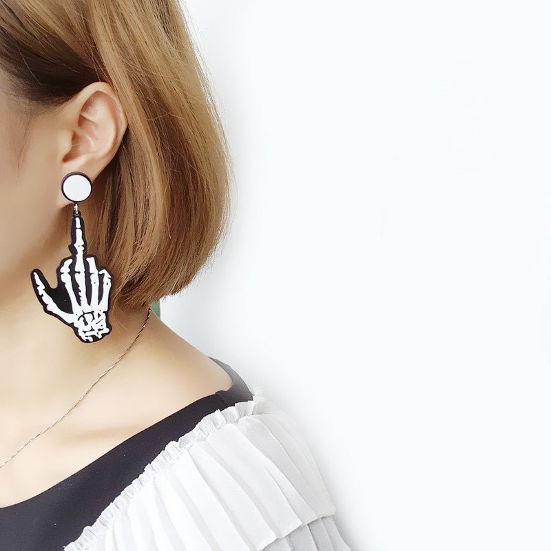 Skull Earrings Fashion Skull Hand Acrylic-Jewearrings