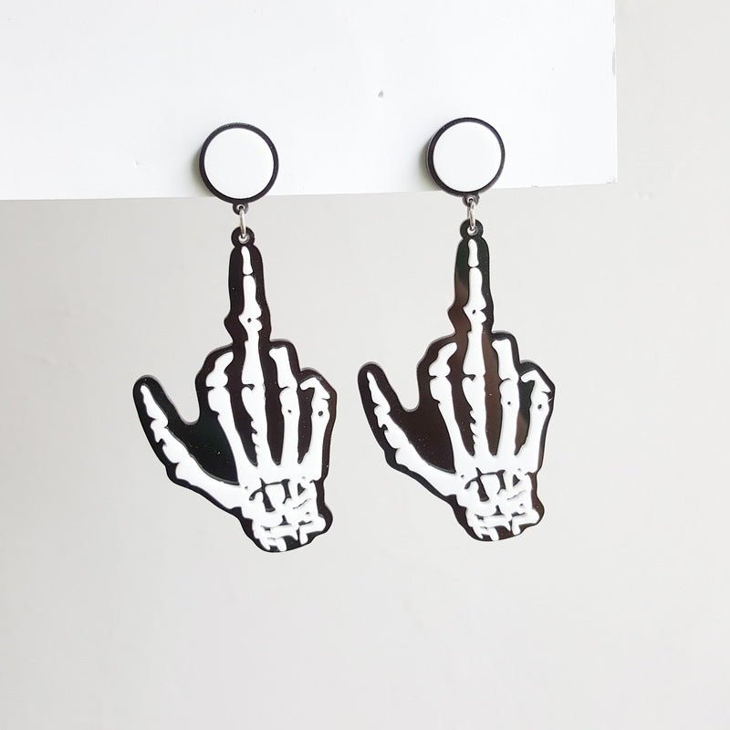 Skull Earrings Fashion Skull Hand Acrylic-Jewearrings