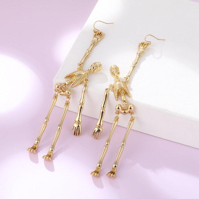 Skull Earrings Fashionable Metal Skeleton Earrings-Jewearrings