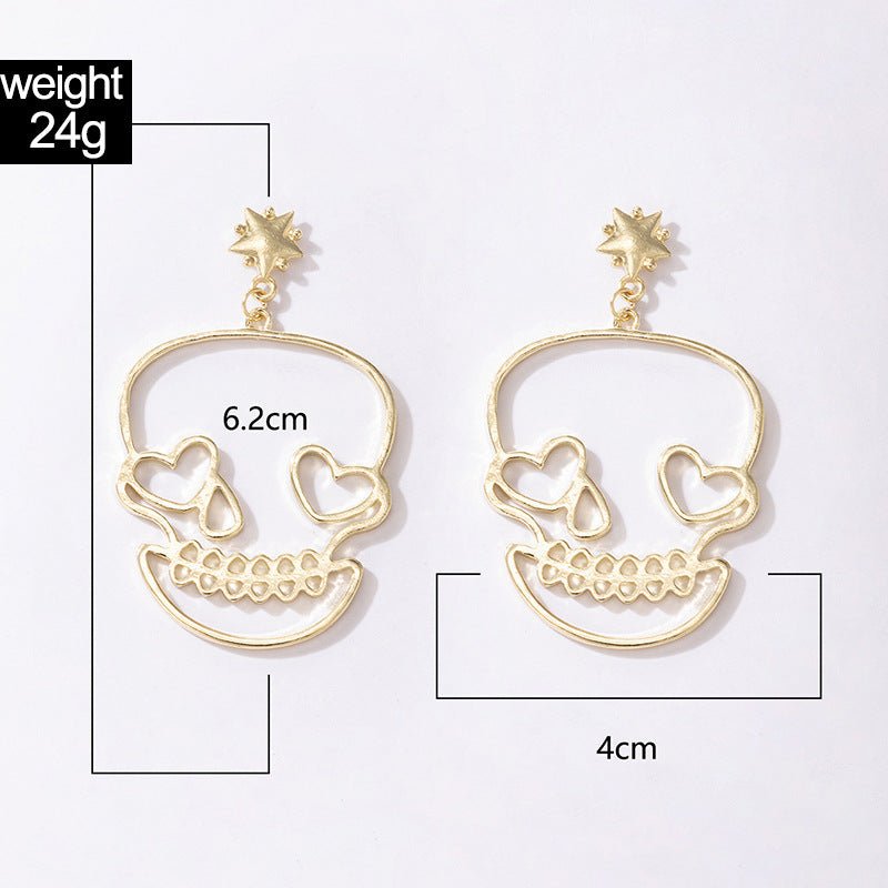 Skull Earrings Funny Exaggerated Love Stud Earrings-Jewearrings