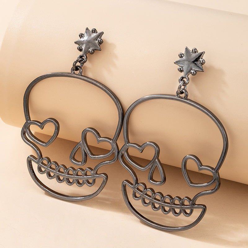 Skull Earrings Funny Exaggerated Love Stud Earrings-Jewearrings