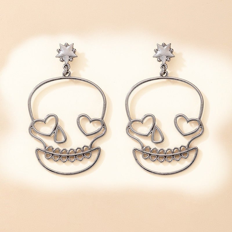 Skull Earrings Funny Exaggerated Love Stud Earrings-Jewearrings