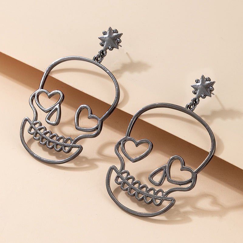 Skull Earrings Funny Exaggerated Love Stud Earrings-Jewearrings