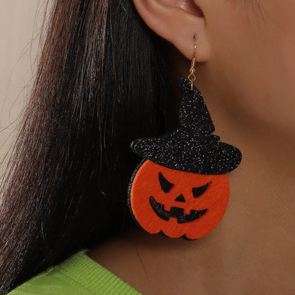 Skull Earrings Funny Felt Cloth for Halloween Festival-Jewearrings