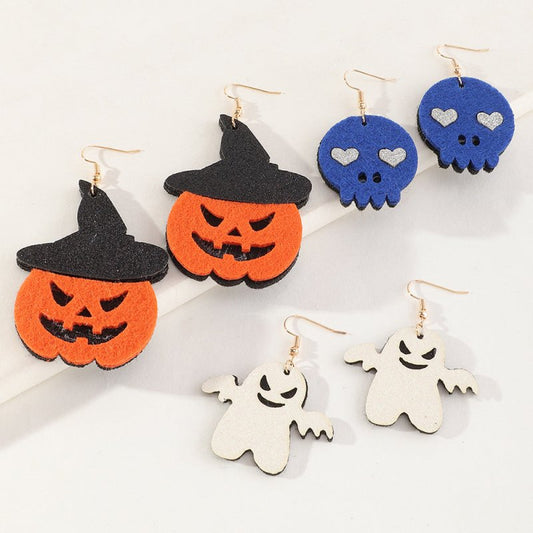 Skull Earrings Funny Felt Cloth for Halloween Festival-Jewearrings