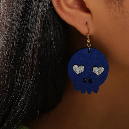 Skull Earrings Funny Felt Cloth for Halloween Festival-Jewearrings