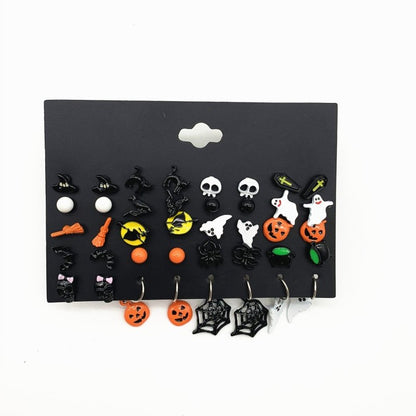 Skull Earrings Funny Witch Pumpkin-Jewearrings