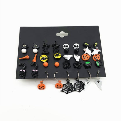 Skull Earrings Funny Witch Pumpkin-Jewearrings