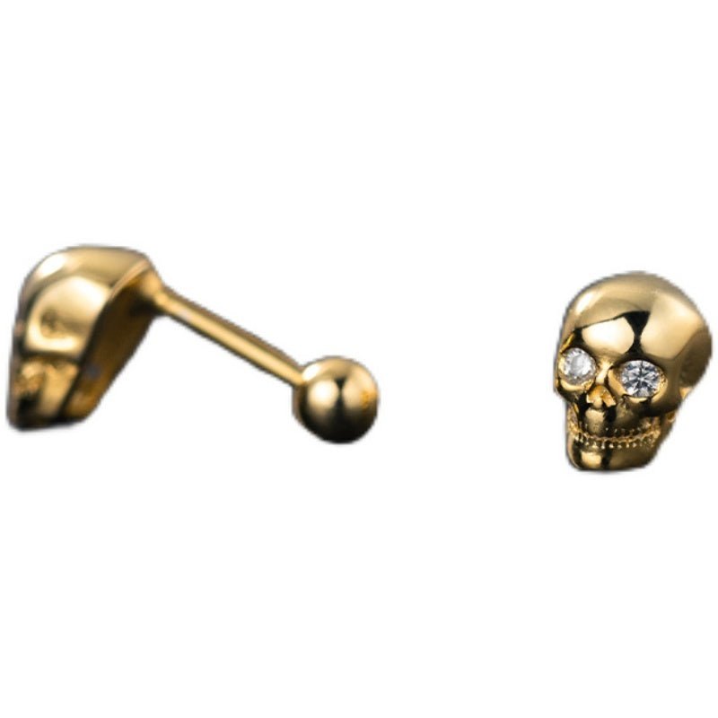 Skull Earrings Gold-plated Studs-Jewearrings