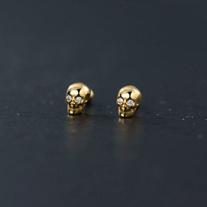 Skull Earrings Gold-plated Studs-Jewearrings