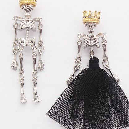 Skull Earrings Gothic Asymmetric Earrings-Jewearrings