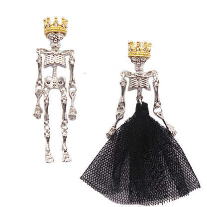 Skull Earrings Gothic Asymmetric Earrings-Jewearrings