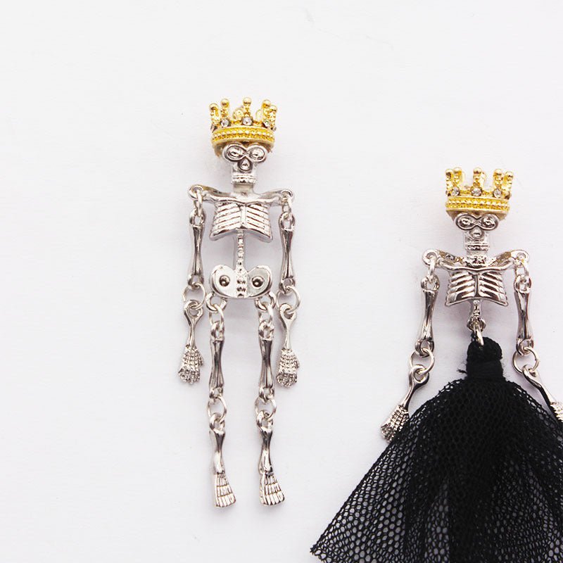 Skull Earrings Gothic Asymmetric Earrings-Jewearrings