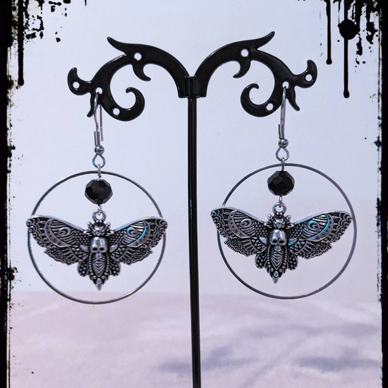 Skull Earrings Gothic Moth Turku Insect Earrings-Jewearrings