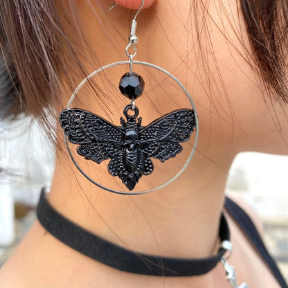 Skull Earrings Gothic Moth Turku Insect Earrings-Jewearrings