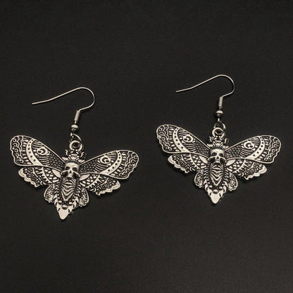 Skull Earrings Gothic Silver Butterfly-Jewearrings