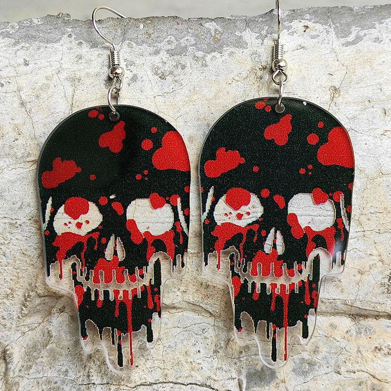 Skull Earrings Halloween Acrylic Earrings-Jewearrings