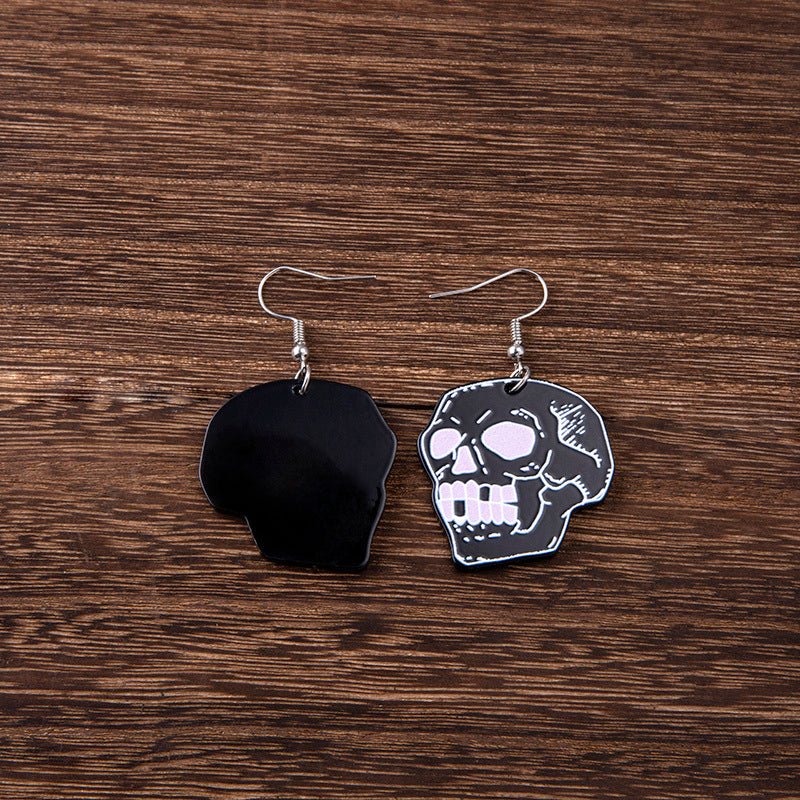 Skull Earrings Halloween Black Cat-Jewearrings