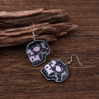 Skull Earrings Halloween Black Cat-Jewearrings