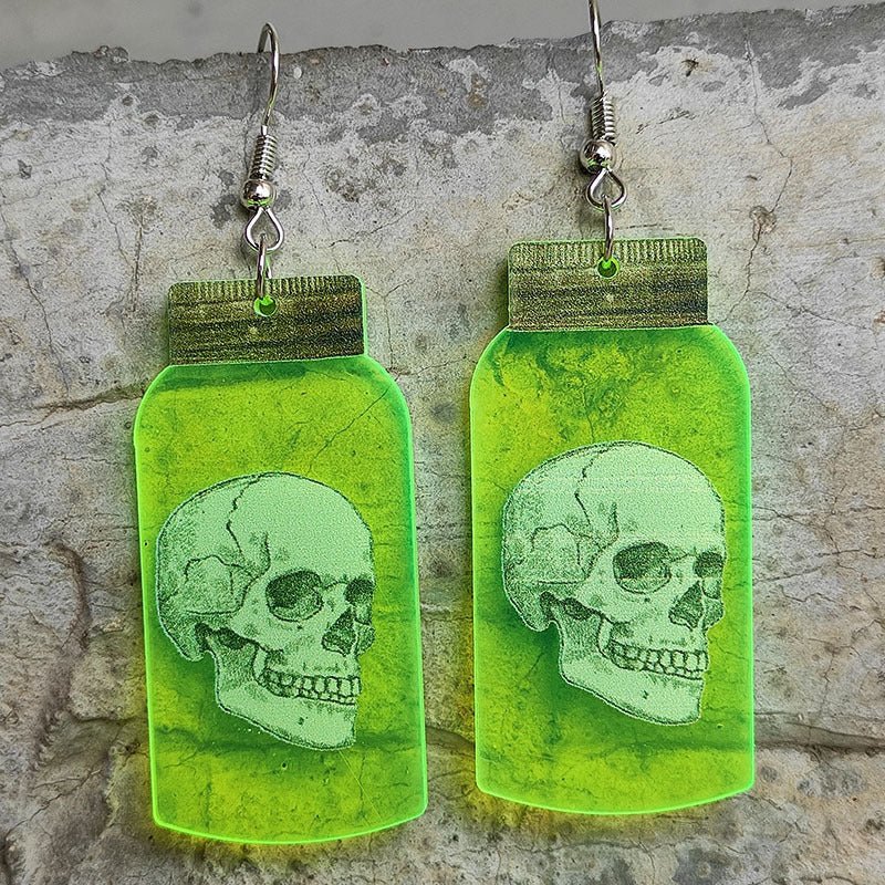 Skull Earrings Halloween Ghost Fluorescent Acrylic-Jewearrings