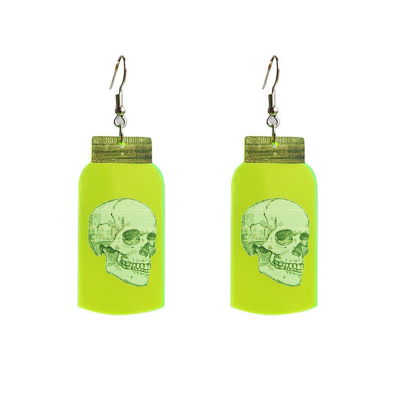 Skull Earrings Halloween Ghost Fluorescent Acrylic-Jewearrings