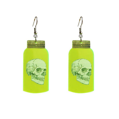 Skull Earrings Halloween Ghost Fluorescent Acrylic-Jewearrings