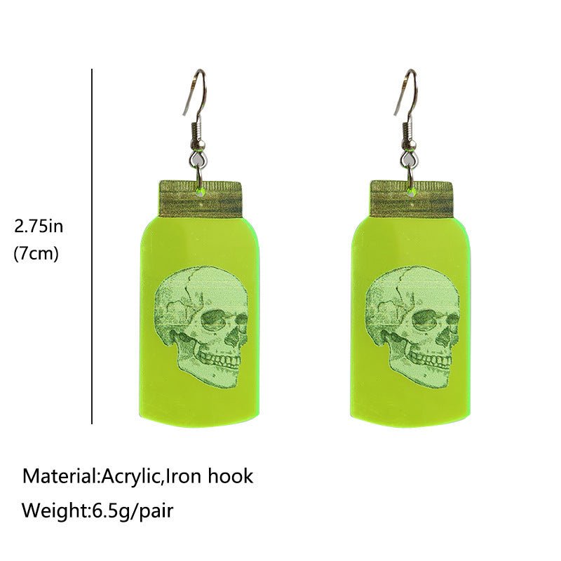 Skull Earrings Halloween Ghost Fluorescent Acrylic-Jewearrings