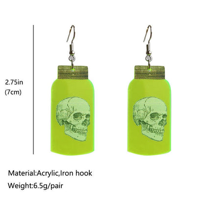 Skull Earrings Halloween Ghost Fluorescent Acrylic-Jewearrings