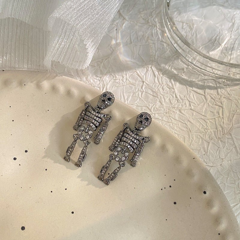 Skull Earrings Halloween Silver-Jewearrings