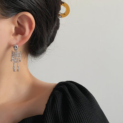 Skull Earrings Halloween Silver-Jewearrings