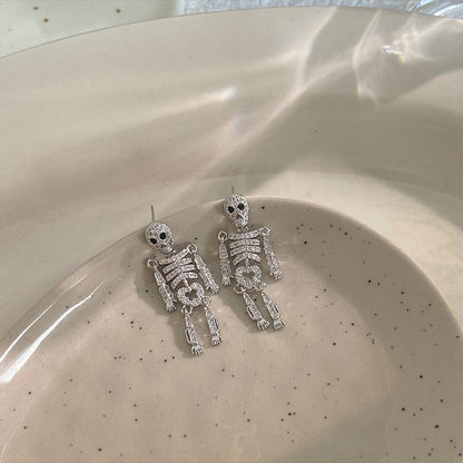 Skull Earrings Halloween Silver-Jewearrings