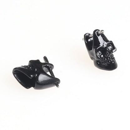 Skull Earrings Hip Hop Dumbbell Studs-Jewearrings