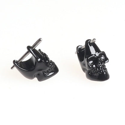 Skull Earrings Hip Hop Dumbbell Studs-Jewearrings