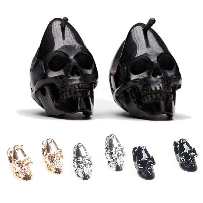 Skull Earrings Hip Hop Dumbbell Studs-Jewearrings