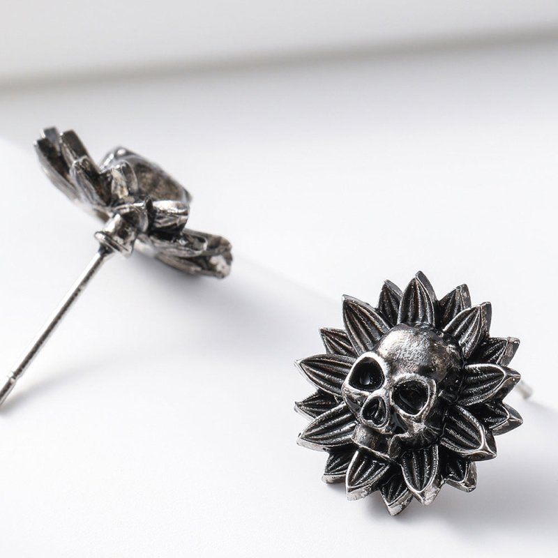 Skull Earrings Hip Hop Flower Studs-Jewearrings