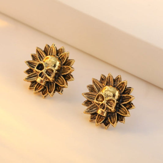 Skull Earrings Hip Hop Flower Studs-Jewearrings