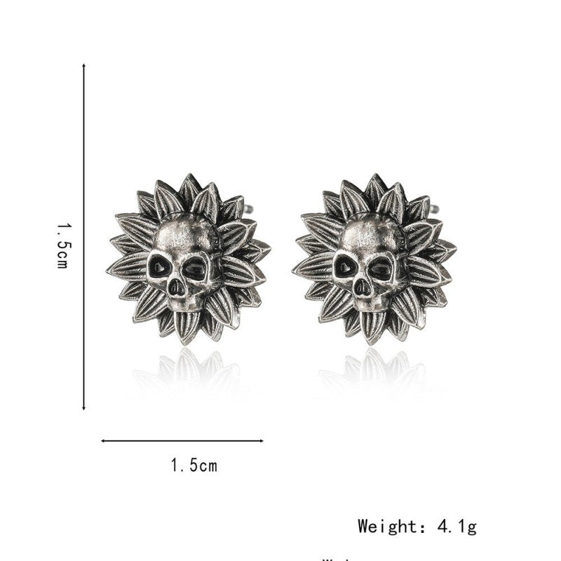 Skull Earrings Hip Hop Flower Studs-Jewearrings