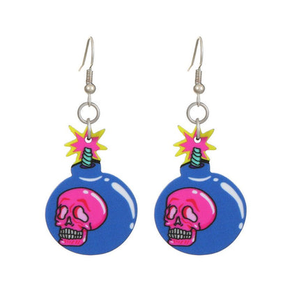 Skull Earrings Ins Dark Funny-Jewearrings