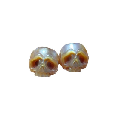 Skull Earrings Pearl Carved Stud Earrings-Jewearrings