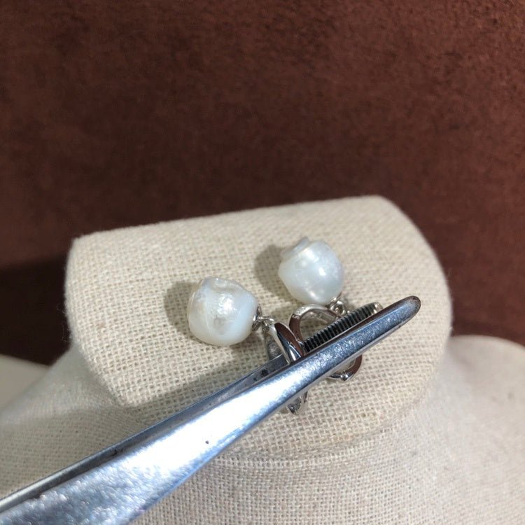 Skull Earrings Pearl Silver-Jewearrings