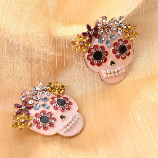 Skull Earrings Personality Diamond for Halloween-Jewearrings