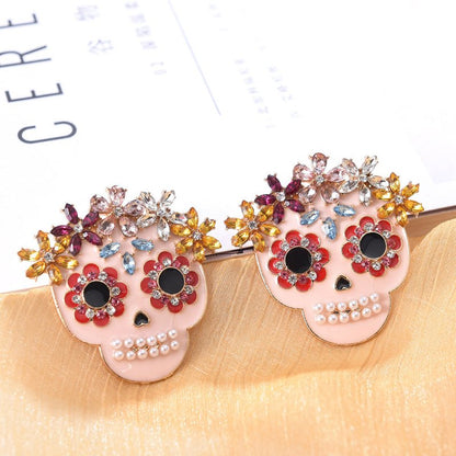 Skull Earrings Personality Diamond for Halloween-Jewearrings