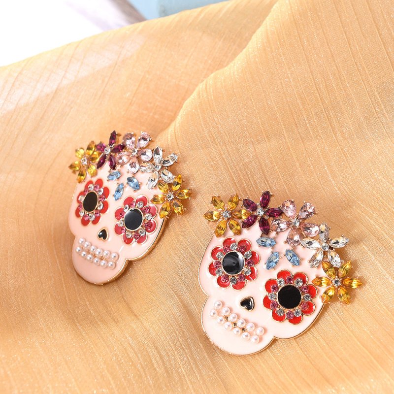 Skull Earrings Personality Diamond for Halloween-Jewearrings