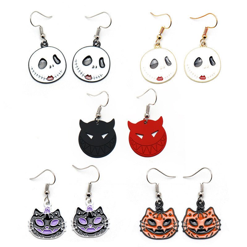 Skull Earrings Pumpkin Cat Ghost-Jewearrings