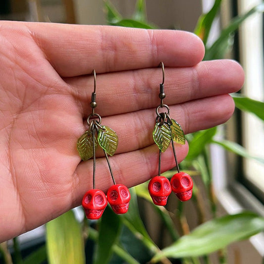 Skull Earrings Punk Cherry-Jewearrings