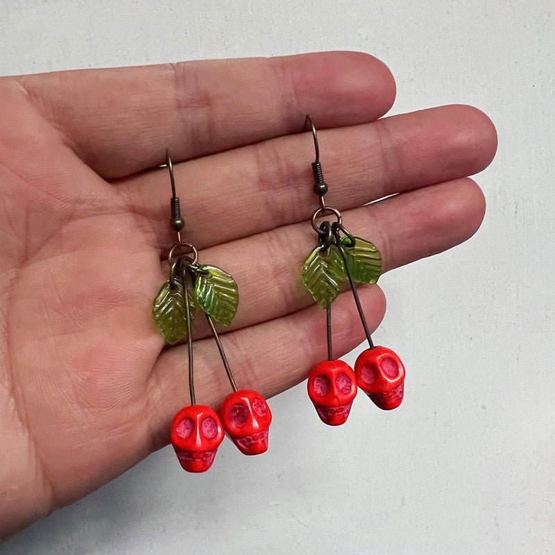 Skull Earrings Punk Cherry-Jewearrings