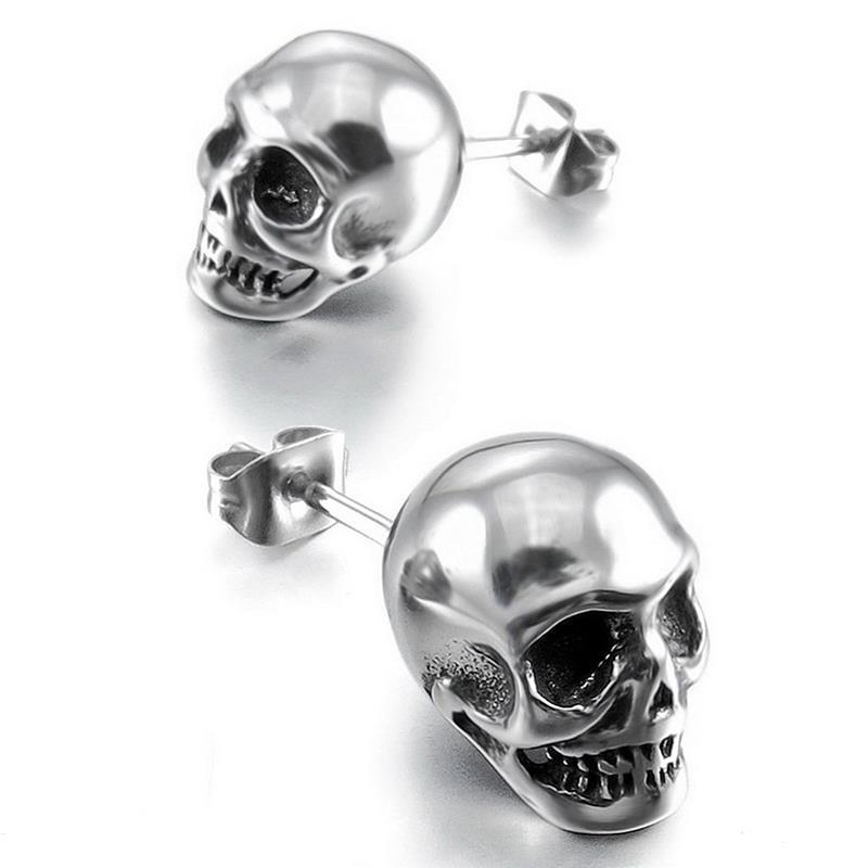 Skull Earrings Punk Rock Mens-Jewearrings