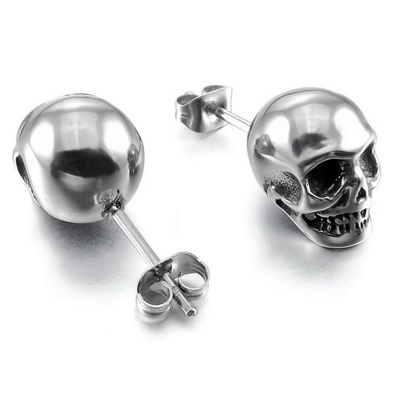 Skull Earrings Punk Rock Mens-Jewearrings